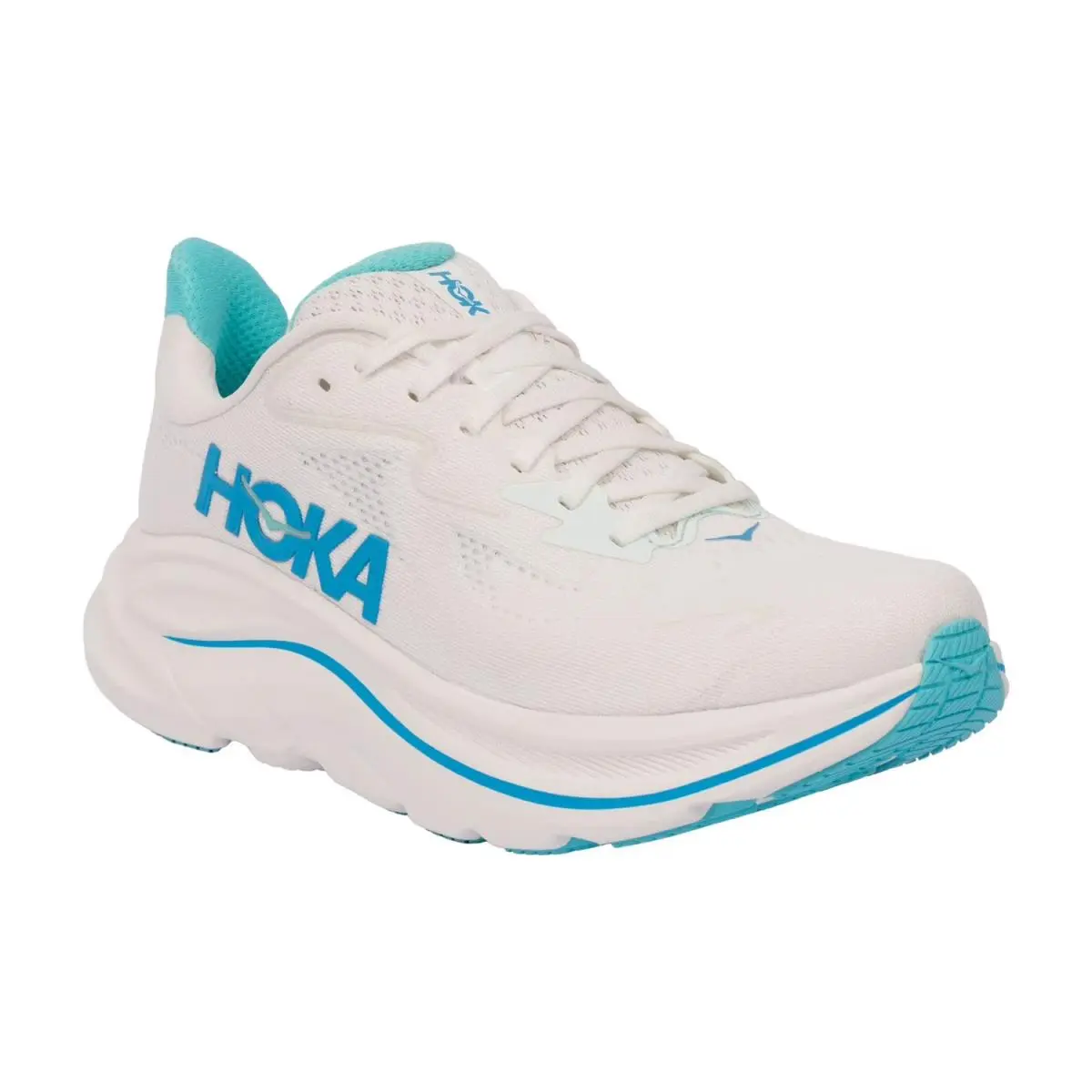 Hoka Men`s Clifton 10 Sneakers Size 9 White/skyward Blue