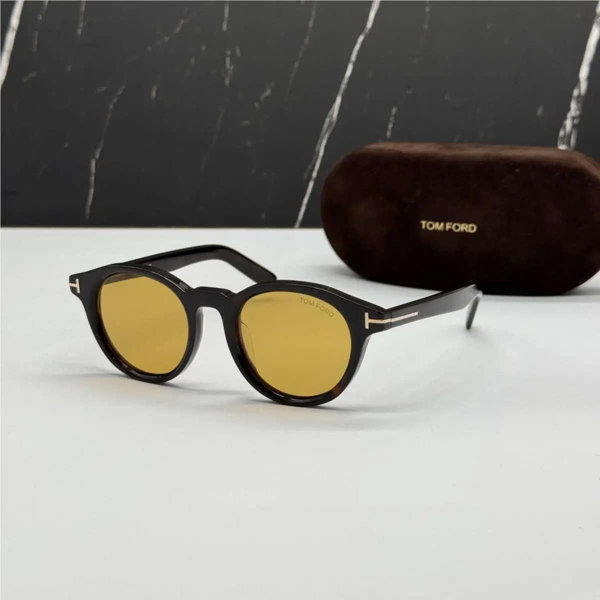 Tom Ford FT1123-D 52E Black Yellow Sunglasses