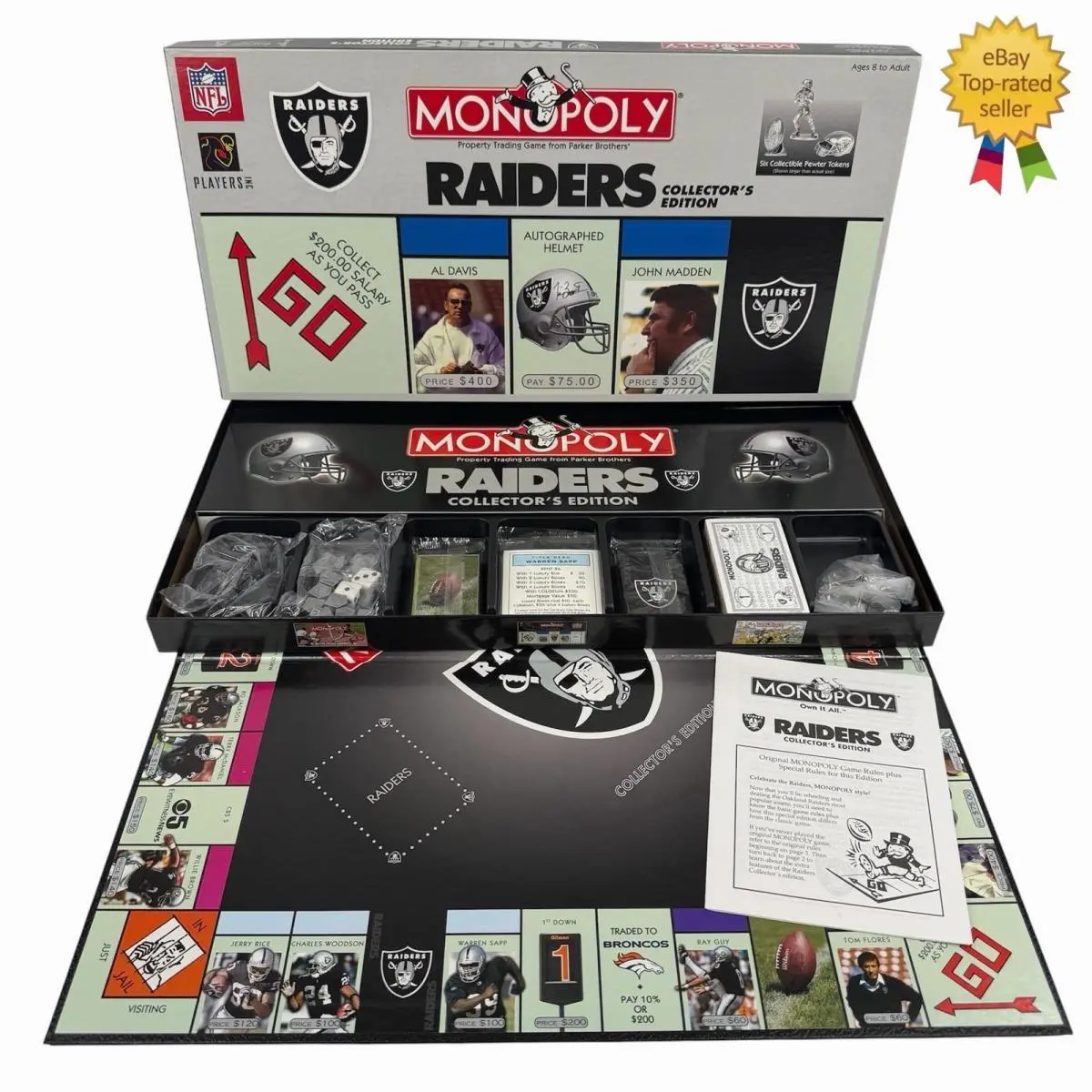 Raiders Collector`s Edition Monopoloy Board Game 2004 Hasbro Nfl Football