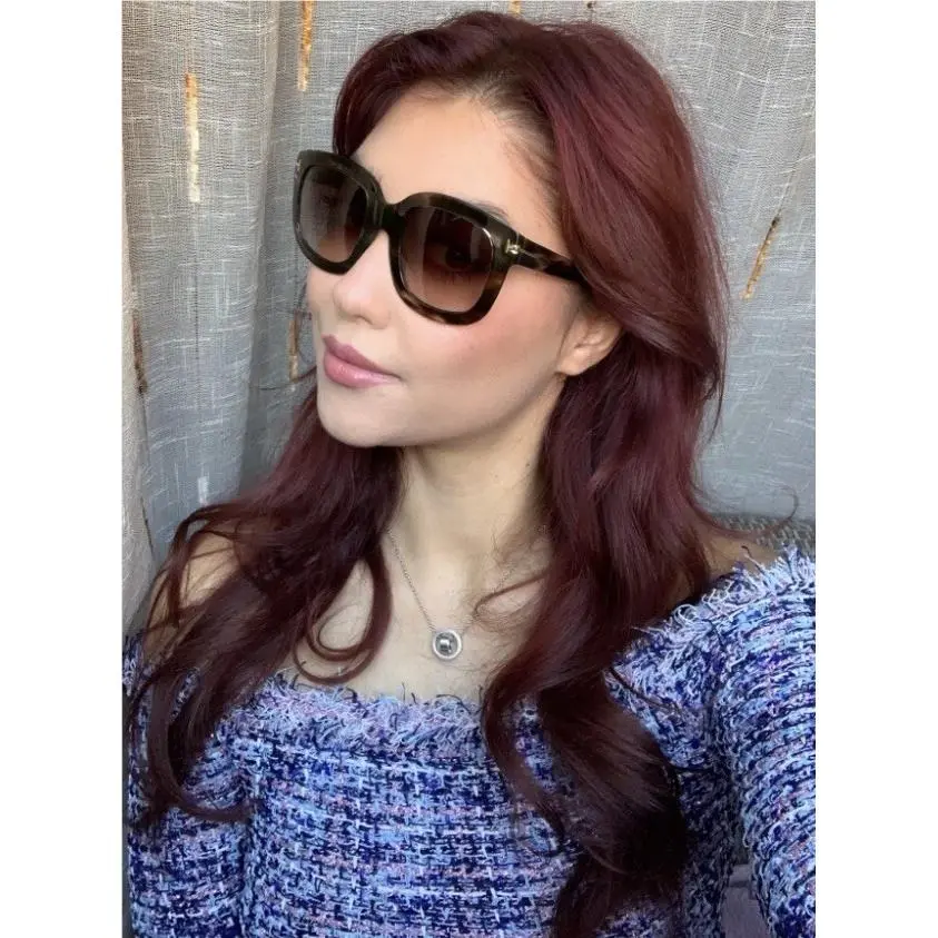 Tom Ford 53mm 53-23-140 Havana Women`s Oversized Sunglasses