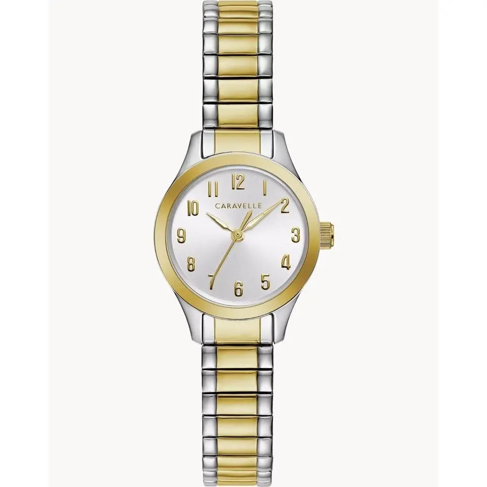 Caravelle  Two Tone Gold Silver 45L177 Flex Stretch Band Watch by Bulova