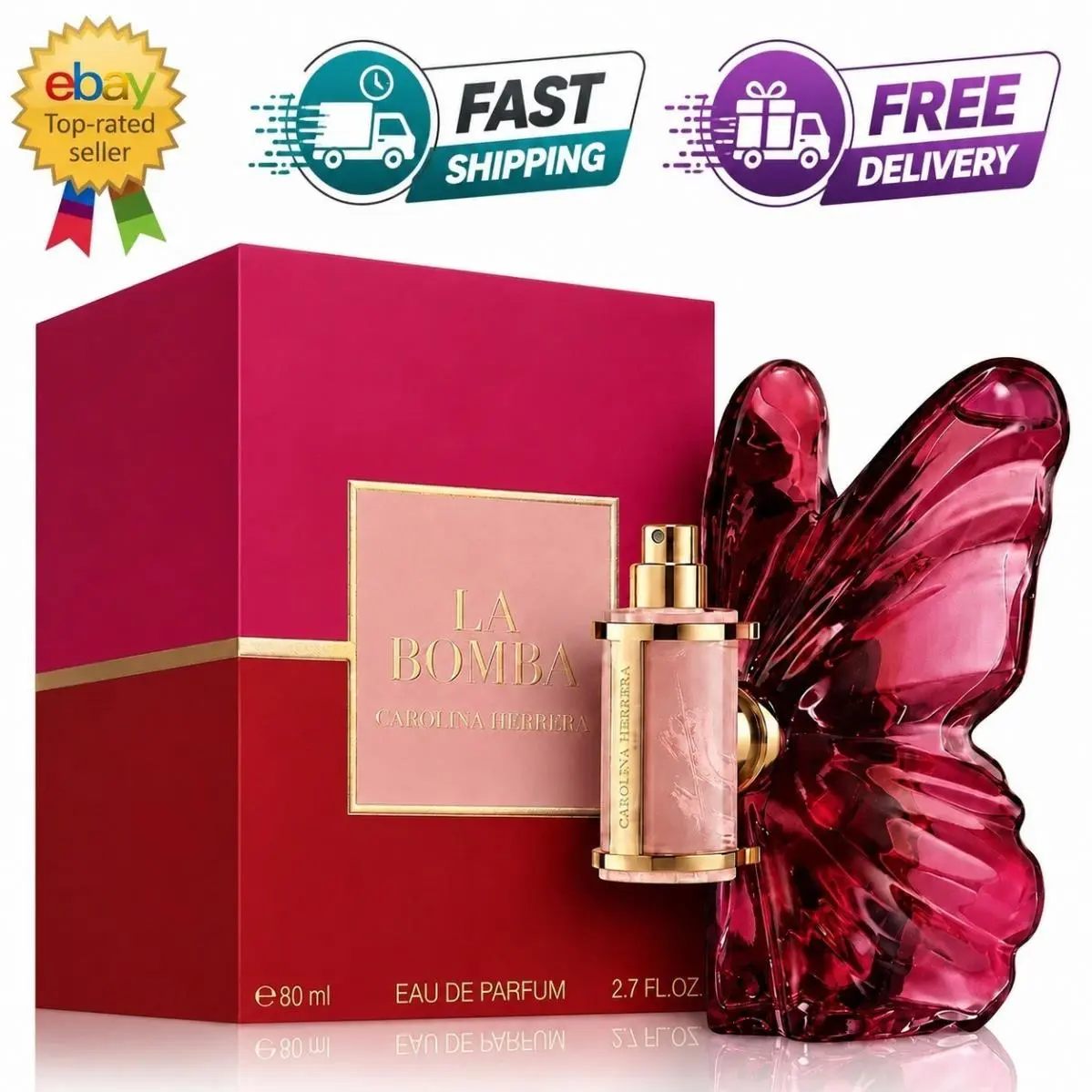 Carolina Herrera La Bomba Edp 80ML Women Floral Fruity Perfume Butterfly Design