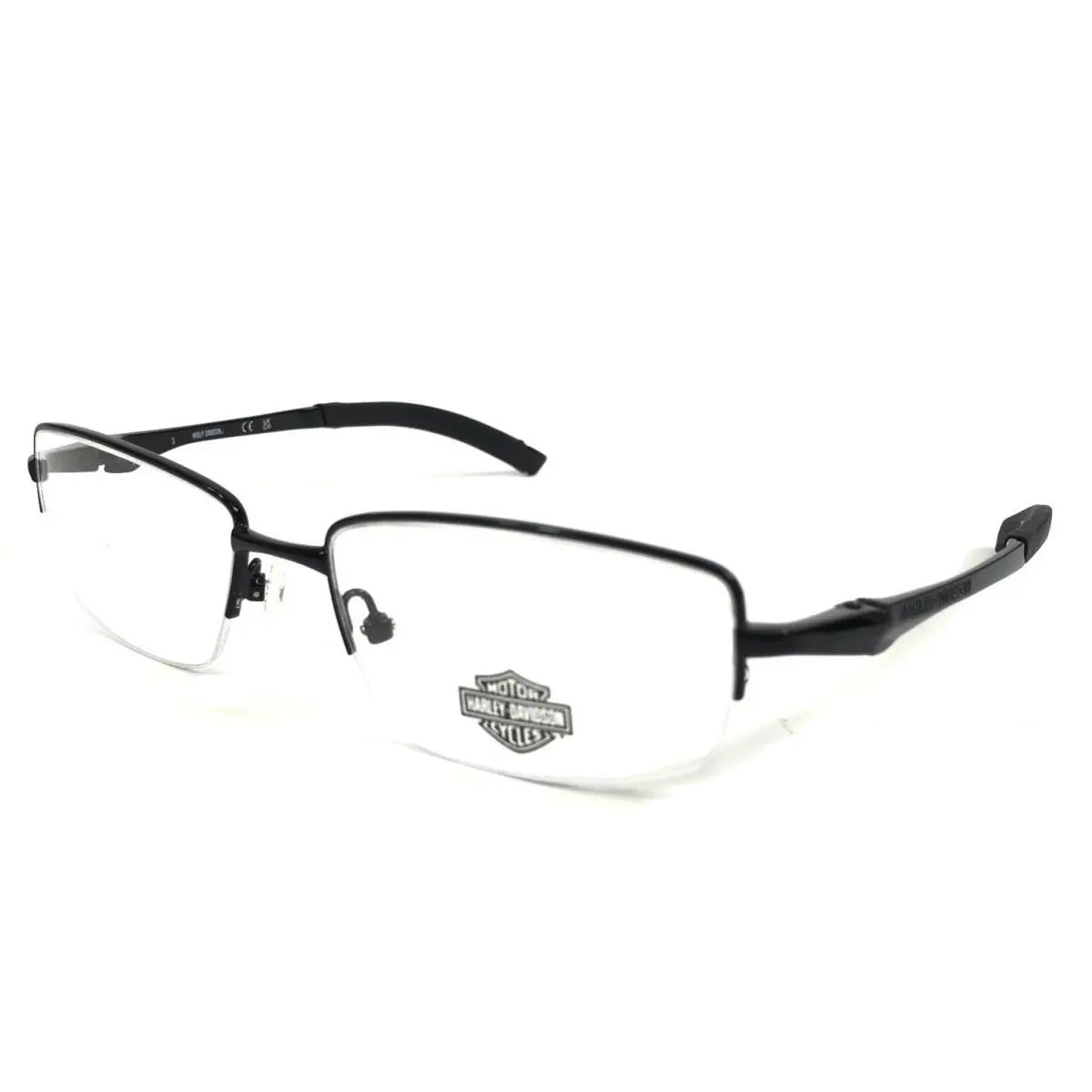 Harley-davidson Eyeglasses Frames HD365 Blk Black Rectangle Half Rim 53-17-125