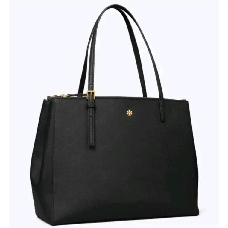 Emerson Large Double Zip Tote Black by Tory Burch