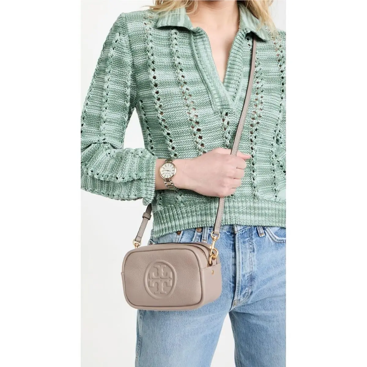 Tory Burch Perry Bombé Mini Bag Gray Heron OS
