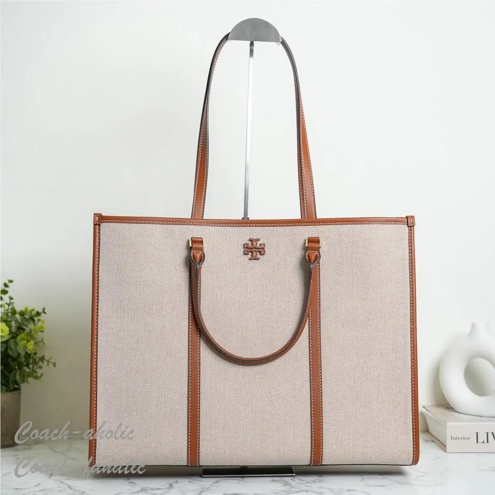 Tory Burch Blake Canvas Jumbo Tote In Classic Cuoio 165867