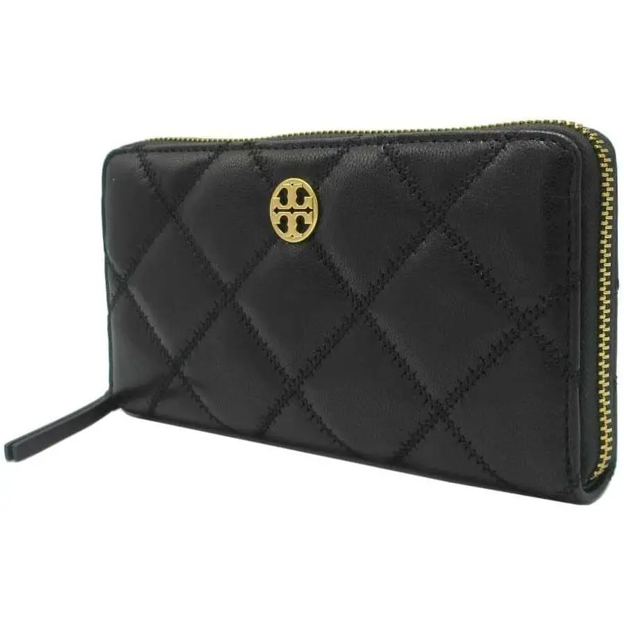 Tory Burch Black Willa Quilted Zip Around Continental Wallet Bag TB-124