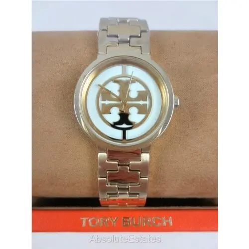 Ivory Gold Tone Reva Ladies Small Logo Watch TBW4011 +box by Tory Burch