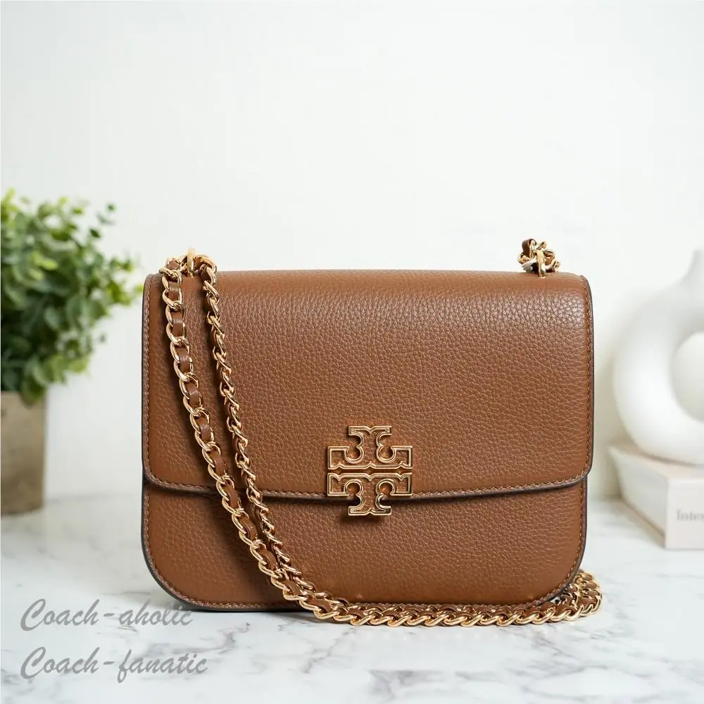 Tory Burch Britten Small Adjustable Shoulder Bag Leather Crossbody in Moose