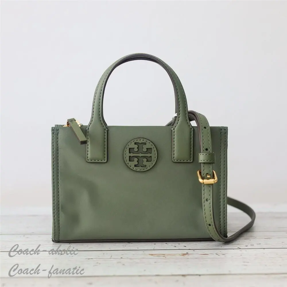 Ella Nylon Mini Tote Crossbody Bag Purse in Palm Leaf Green by Tory Burch