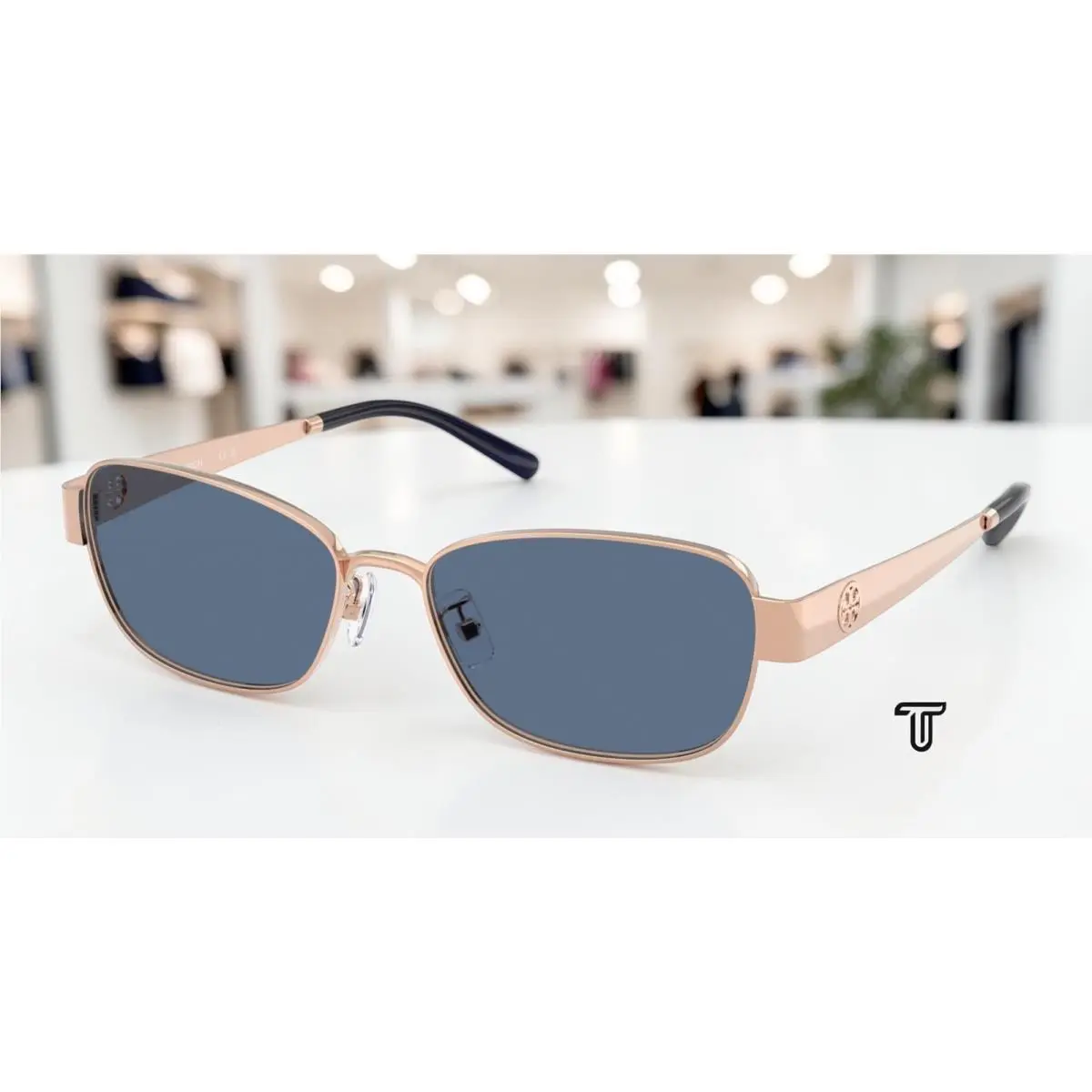 Tory Burch TY6119 335880 Light Rose Gold Blue 55 mm Women`s Sunglasses