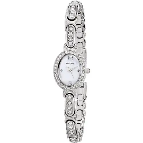 Bulova Women Watch Swarovski Crystal Stainless Steel Mother of Pearl Dial 96L199