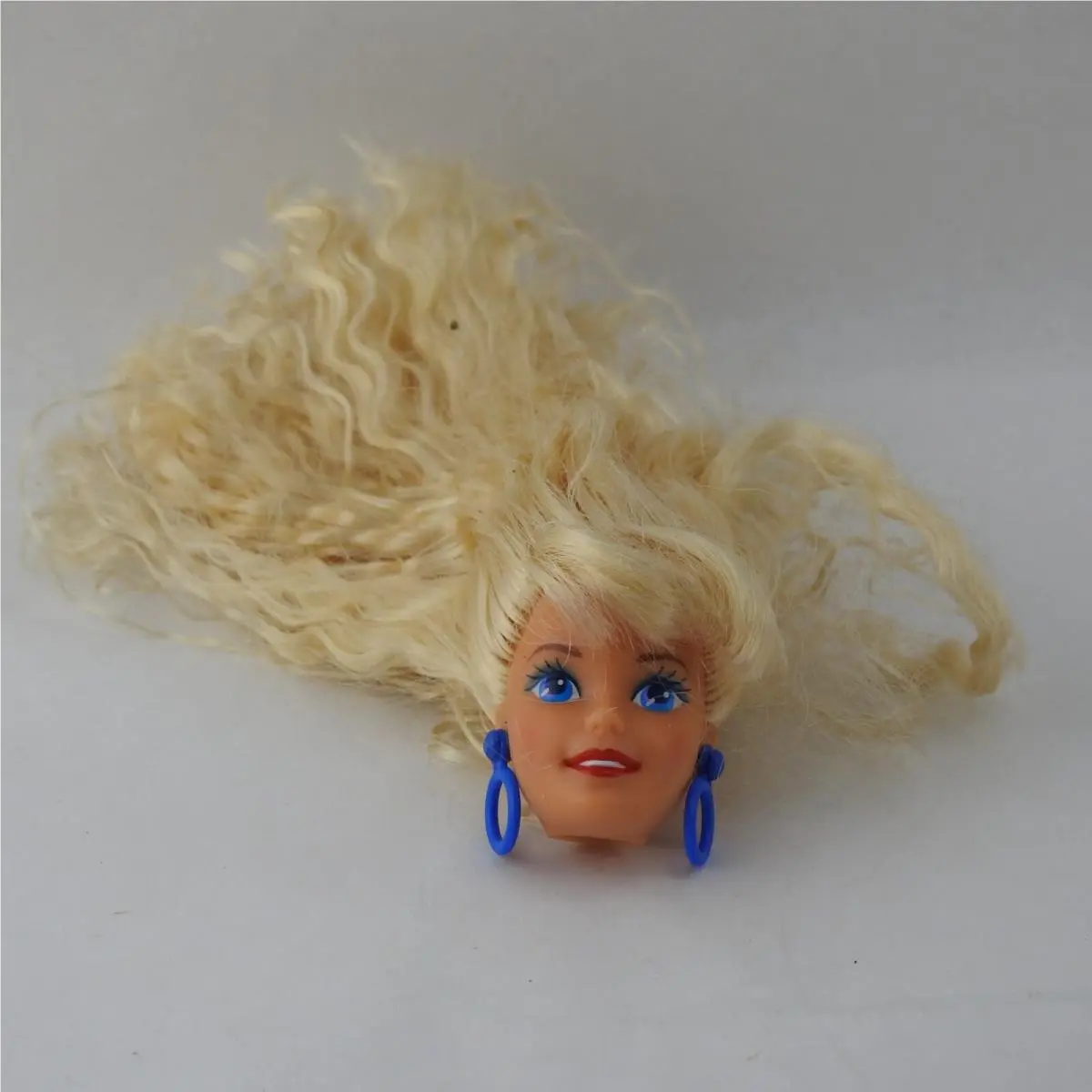 Vintage Barbie Prototype Head Only 1976 Mattel Maylasia Blonde Blue Earrings