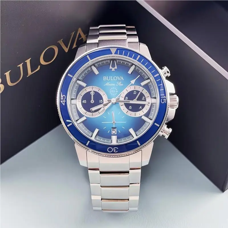 Bulova Marine Star Series C 96B380 Men`s Chronograph Quartz Blue Dial 45mm