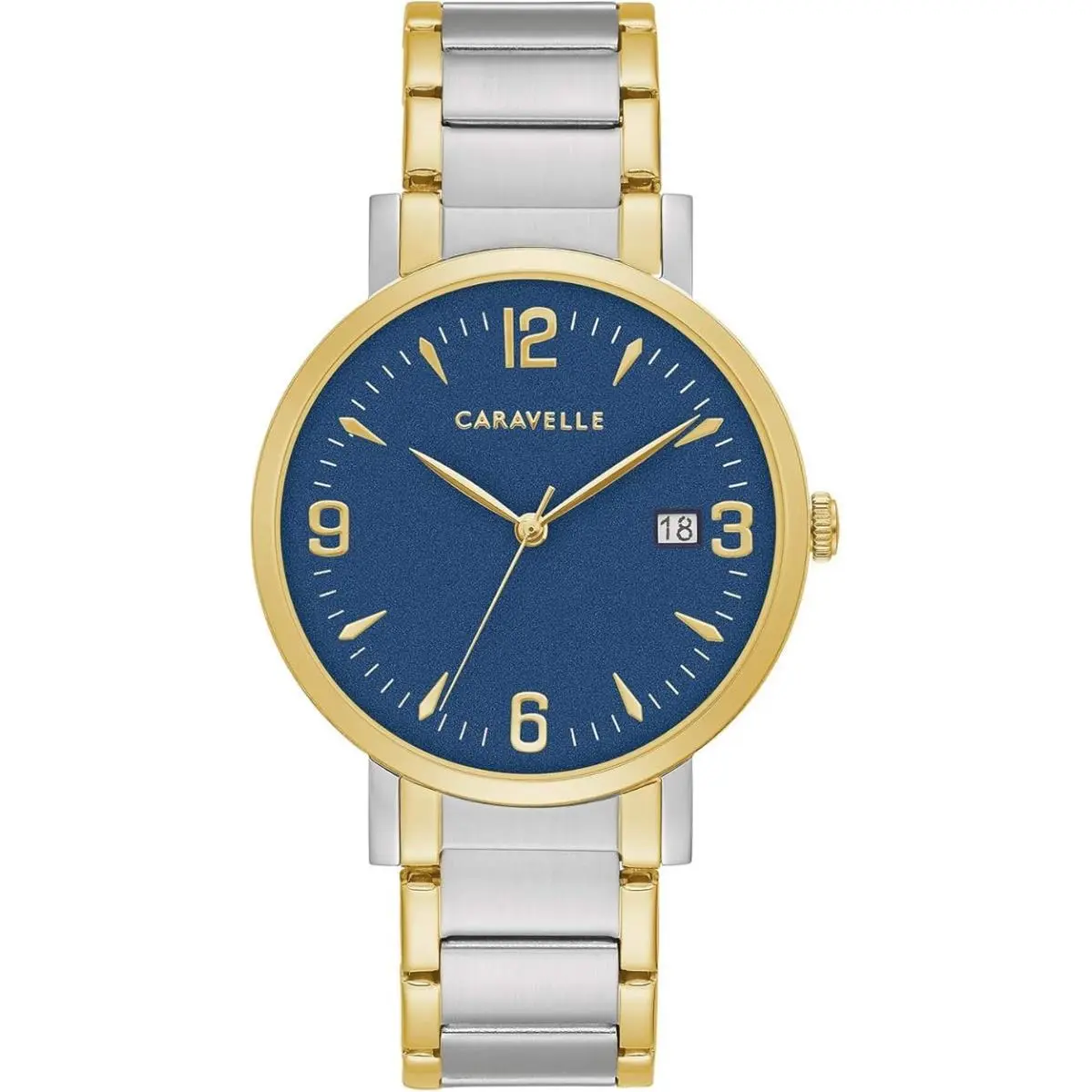 Caravelle By Bulova Men`s 2-Tone Stainless Steel Blue Dial Quartz Watch 45A149 - Dial: Blue, Band: Two-Tone, Bezel: Silver