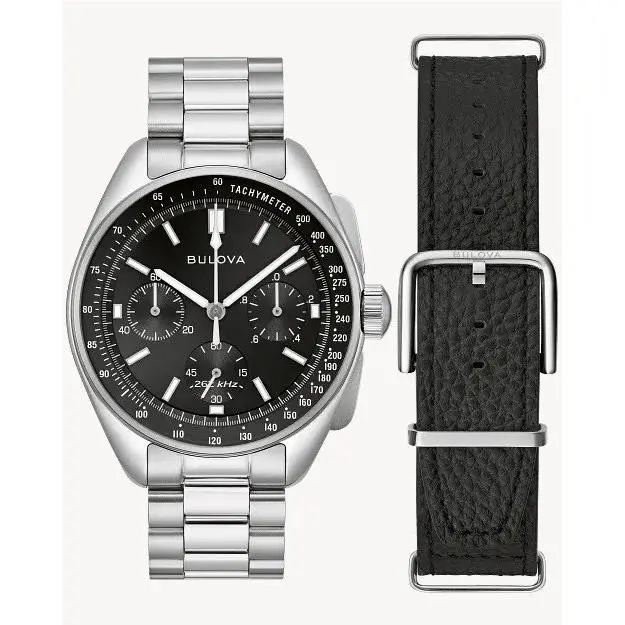 Bulova Lunar Pilot Chronograph Men`s Watch Sapphire with Bonus Strap 96K111
