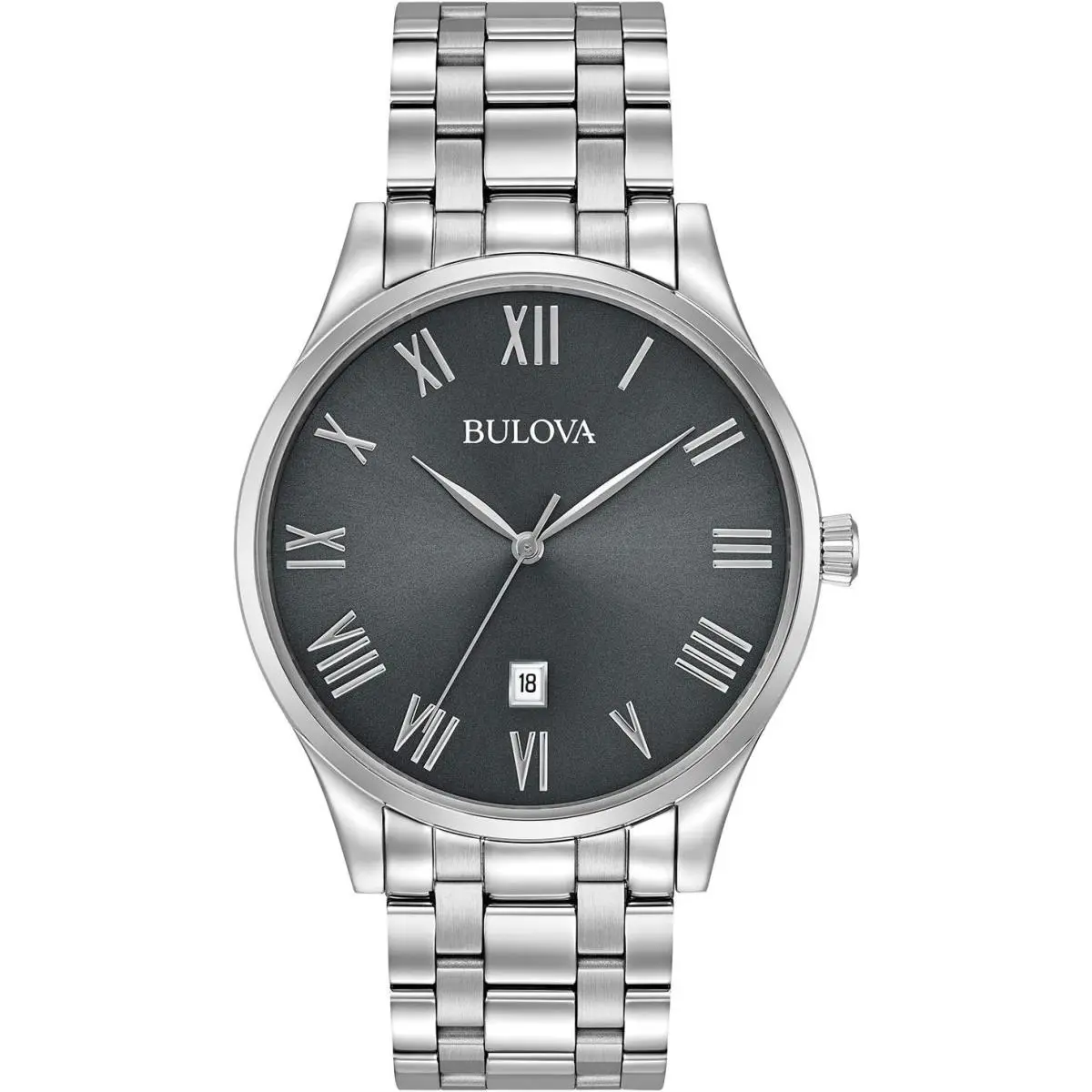 Bulova Men`s Classic Stainless Steel 3-Hand Date Calendar Quartz Watch 96B261 - Quartz