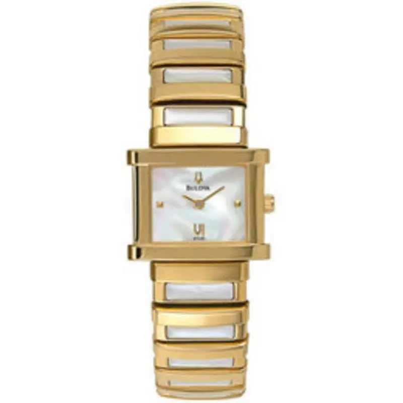 Bulova White Mop Dial Gold-tone Stainless Steel Women`s Watch 97V30