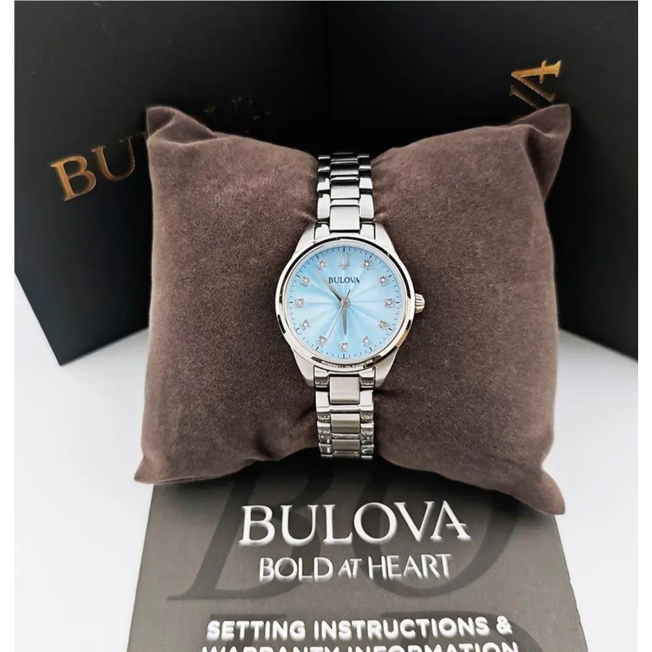 Sutton 96P250 Women`s Quartz Diamond Blue Dial 28mm Watch by Bulova
