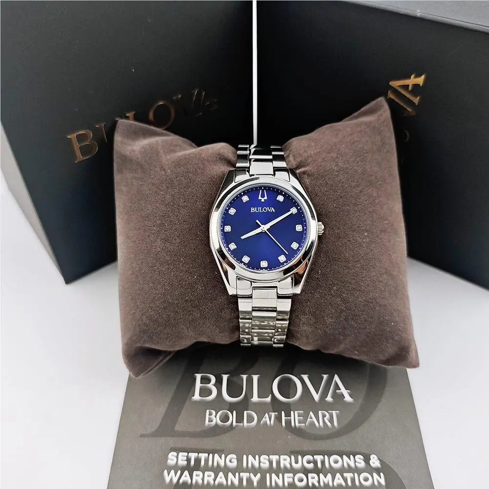 Surveyor 96P229 Women`s Quartz Diamond Blue Dial 31mm Watch by Bulova