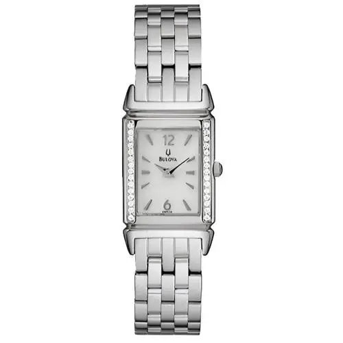 Bulova Diamonds 96R113 Women`s Rectangular Mother of Pearl Stainless Steel Watch