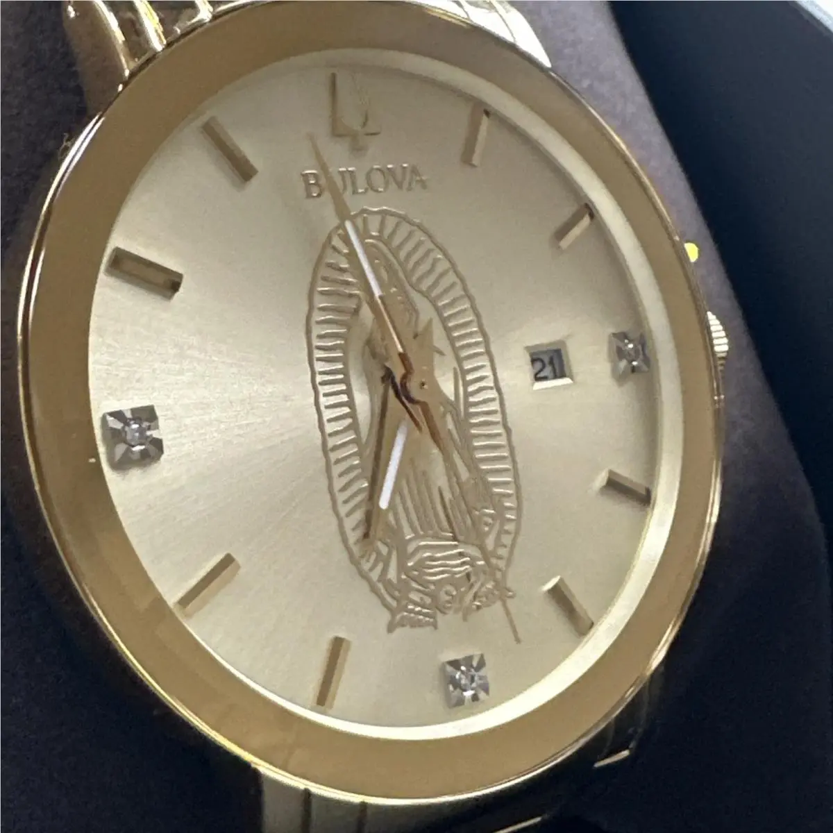Bulova Our Lady Of Guadalupe / Nuestra Señora De Guadalupe Mens Crystal 97d136