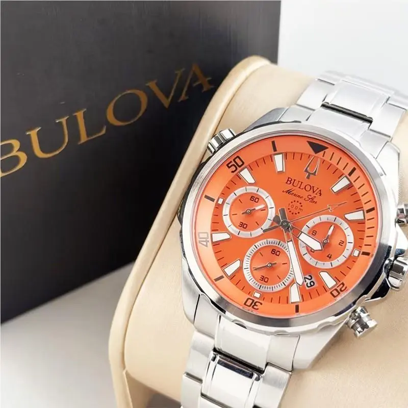 Marine Star Orange Dial Men’s Chronograph Quartz Watch 43MM 96B395 by Bulova