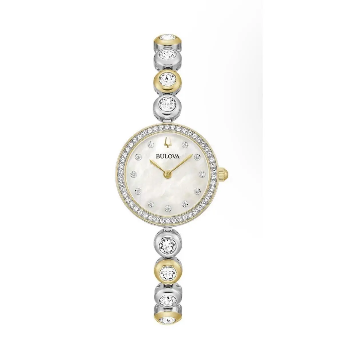 Bulova Women`s Crystal Accent Quartz Silver Stainless Steel Watch 25MM 98L299