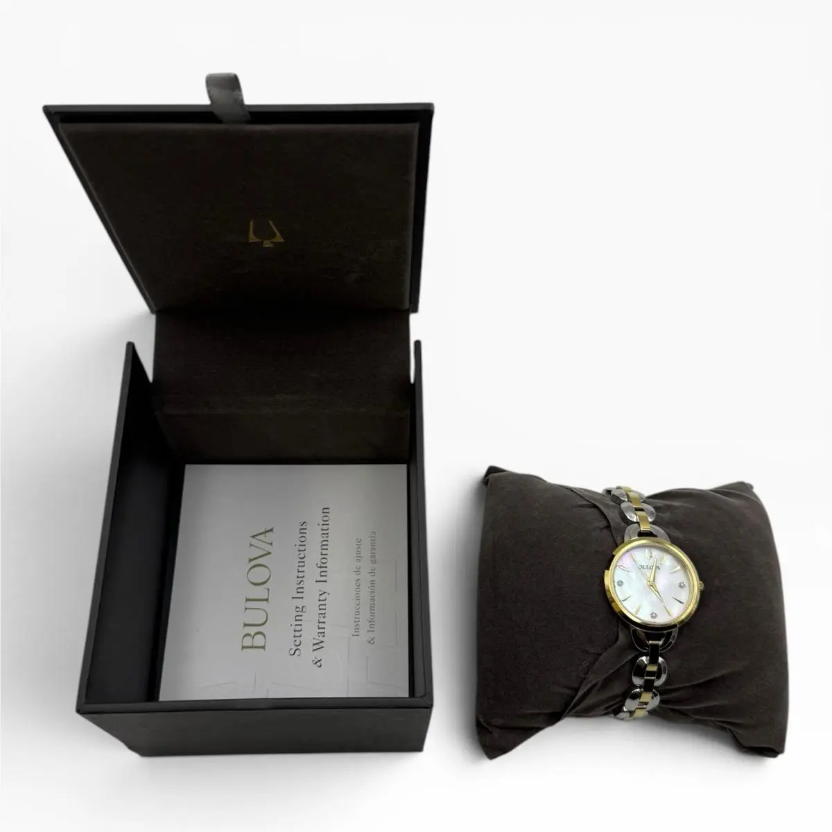 Bulova 98P212 Classic Diamond Mother of Pearl Dial Two-tone Ladies Watch