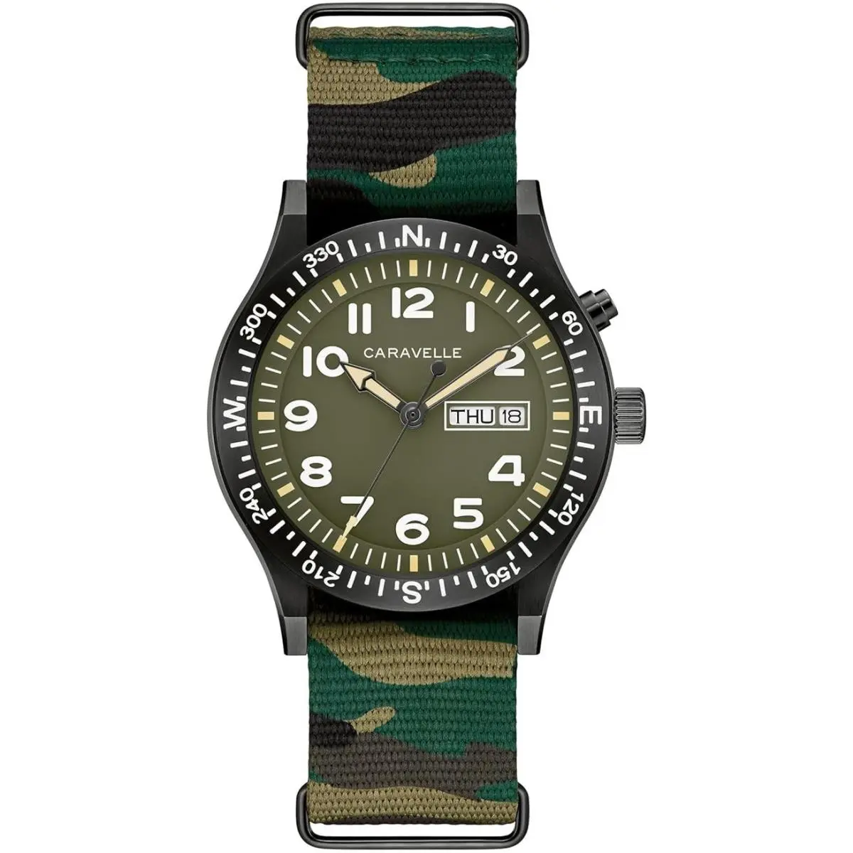 Caravelle by Bulova Men`s Quartz Watch Vintage Light Up Camouflage 45C121