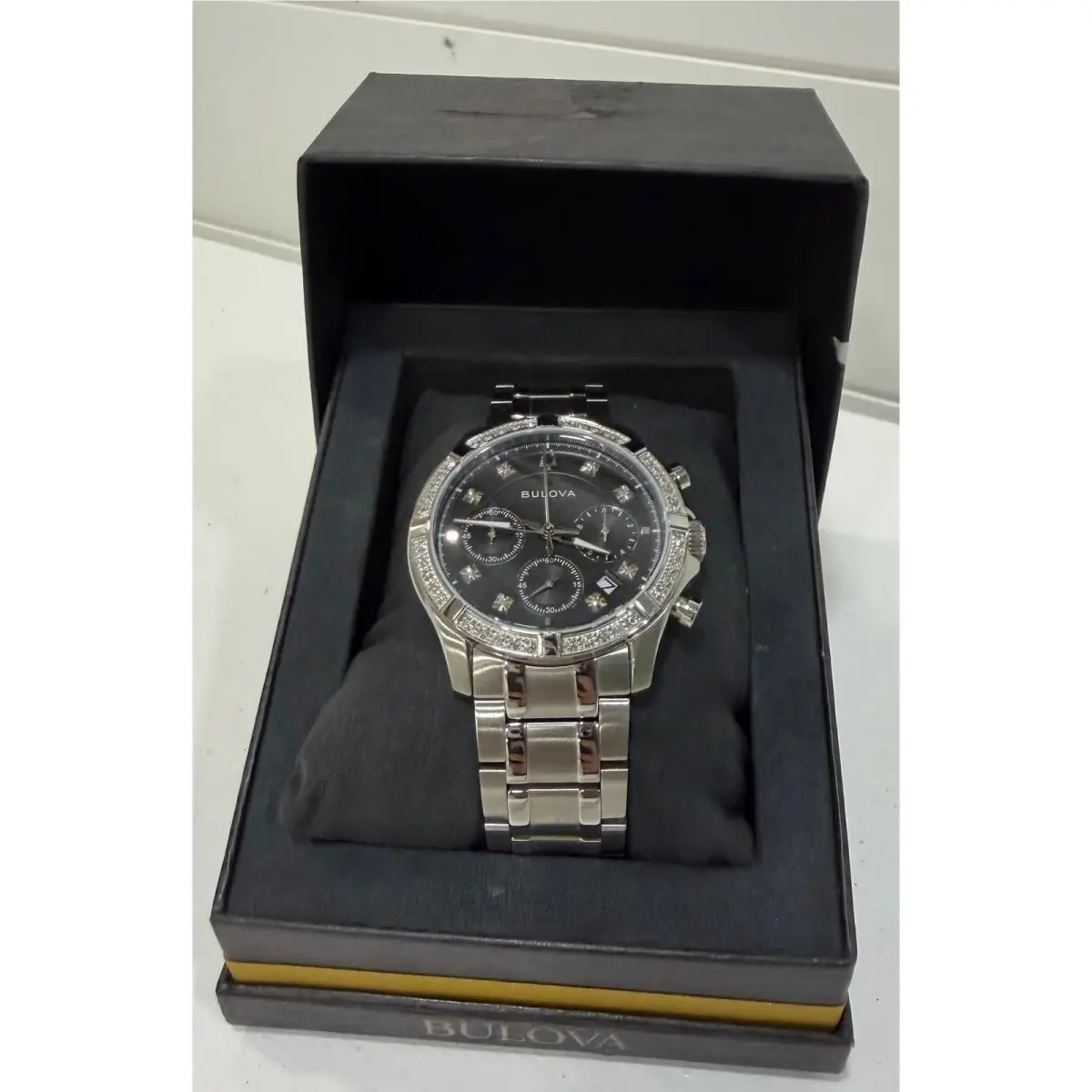 Bulova Men`s Chronograph Classic Diamond Watch 44mm