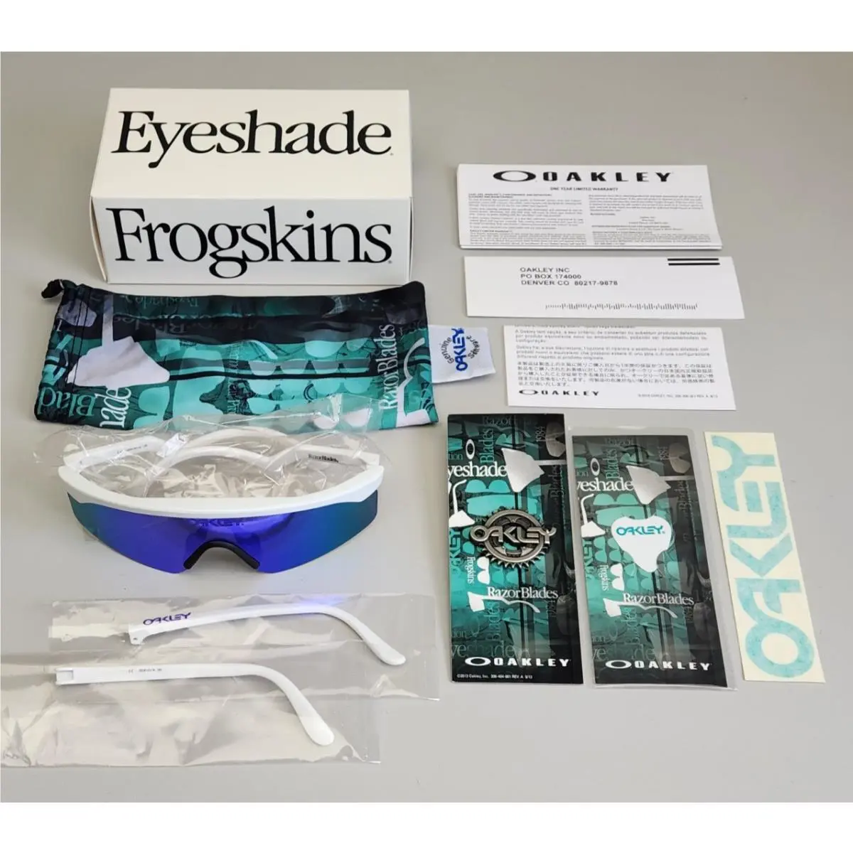 OO9140-15 Razor Blades Heritage White Violet Iridium Lens Mens Sunglasses by Oakley