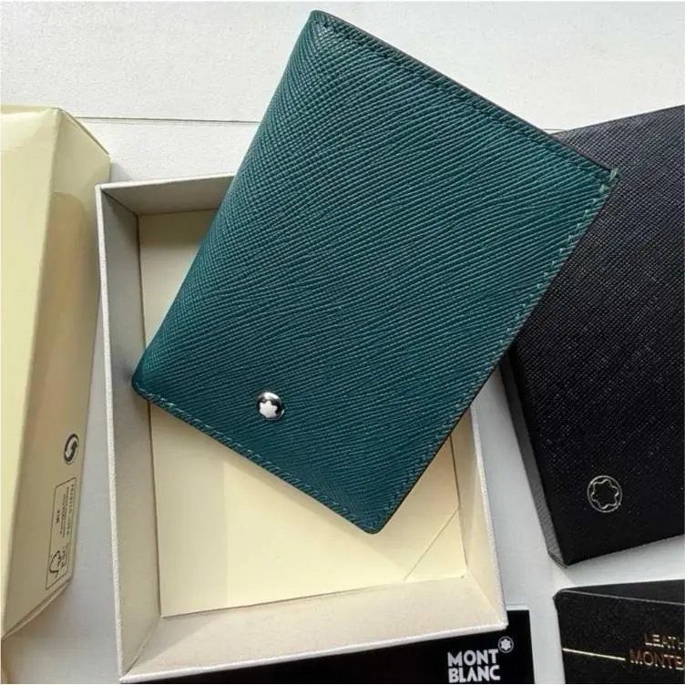 Montblanc Blue Leather Card Holder Sartorial 4CC Mini Wallet For Men Full Box