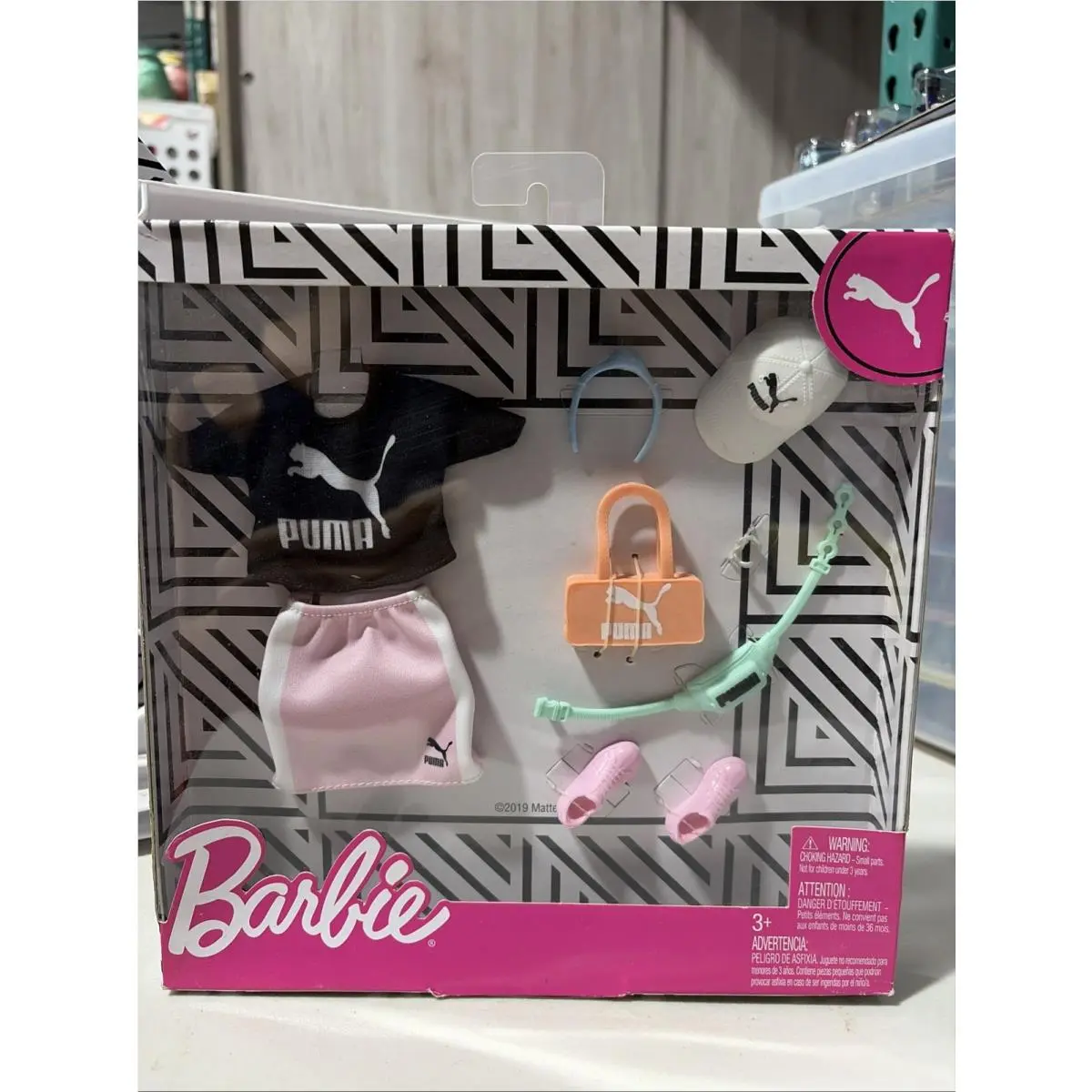 Barbie Doll Puma Fashion Pack Black Shirt Pink Skirt Accessories GJG32