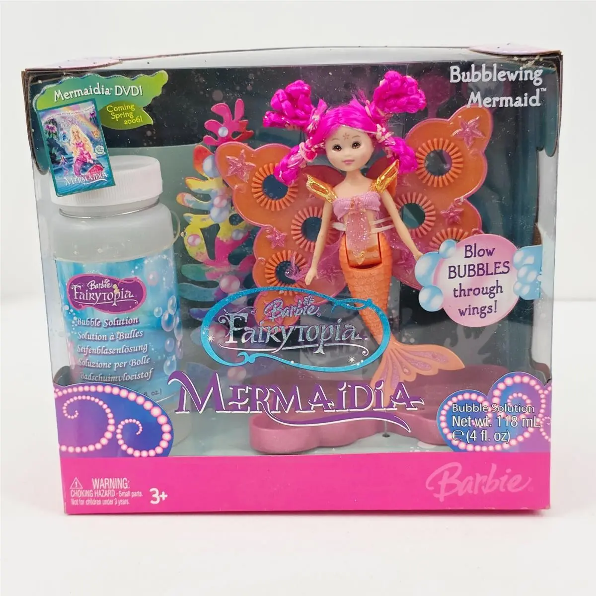 2005 Barbie Fairytopia Bubblewing Mermaid Nrfb Mattel K2254 Blow Bubbles Wings