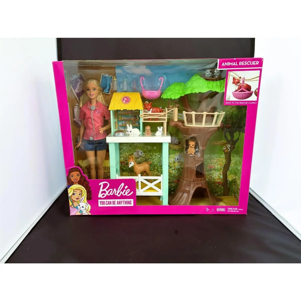 Barbie Animal Rescuer Doll Playset Wildlife Vet Tree House Animals 2018