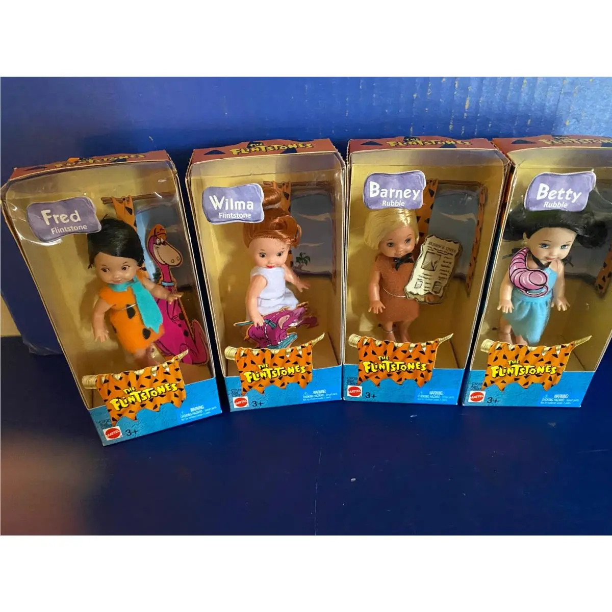 2003 Mattel The Flintstones Fred Wilma Barney Betty Dolls 4 Dolls Set