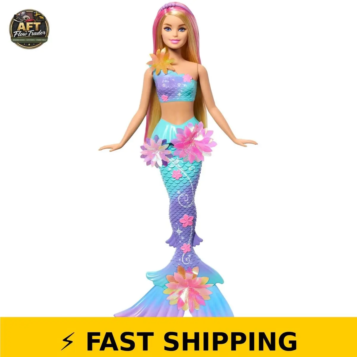 Barbie Flower Magic Mermaid Doll with Blooming Flowers Headband