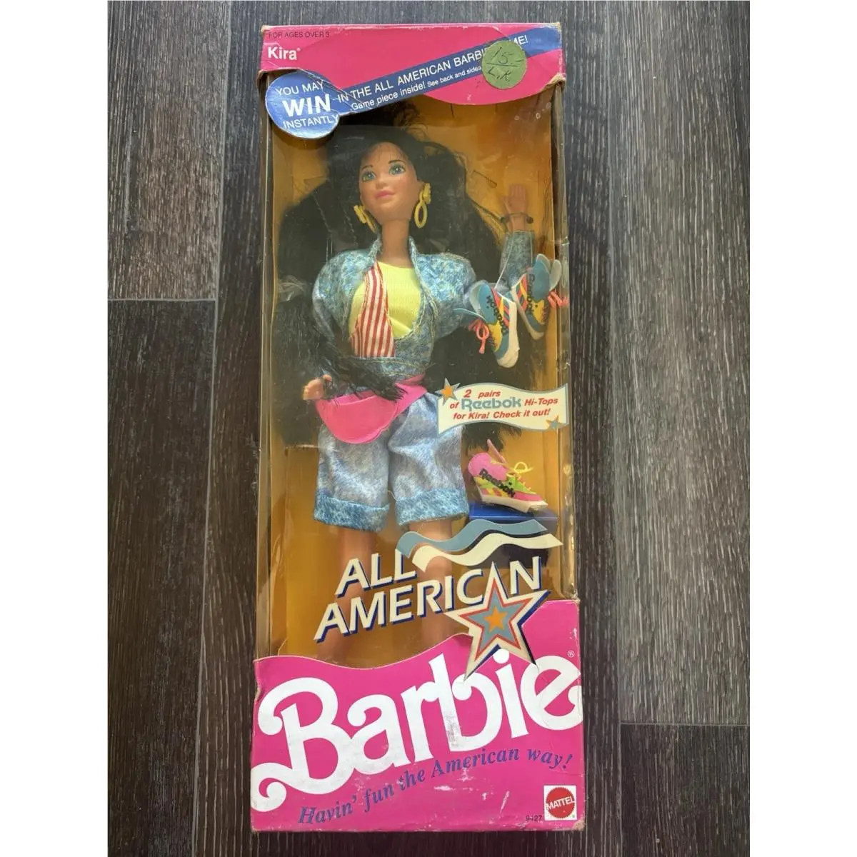 Vintage 1990 All American Kira Barbie Friend Doll Reebok Shoes Mattel 9427
