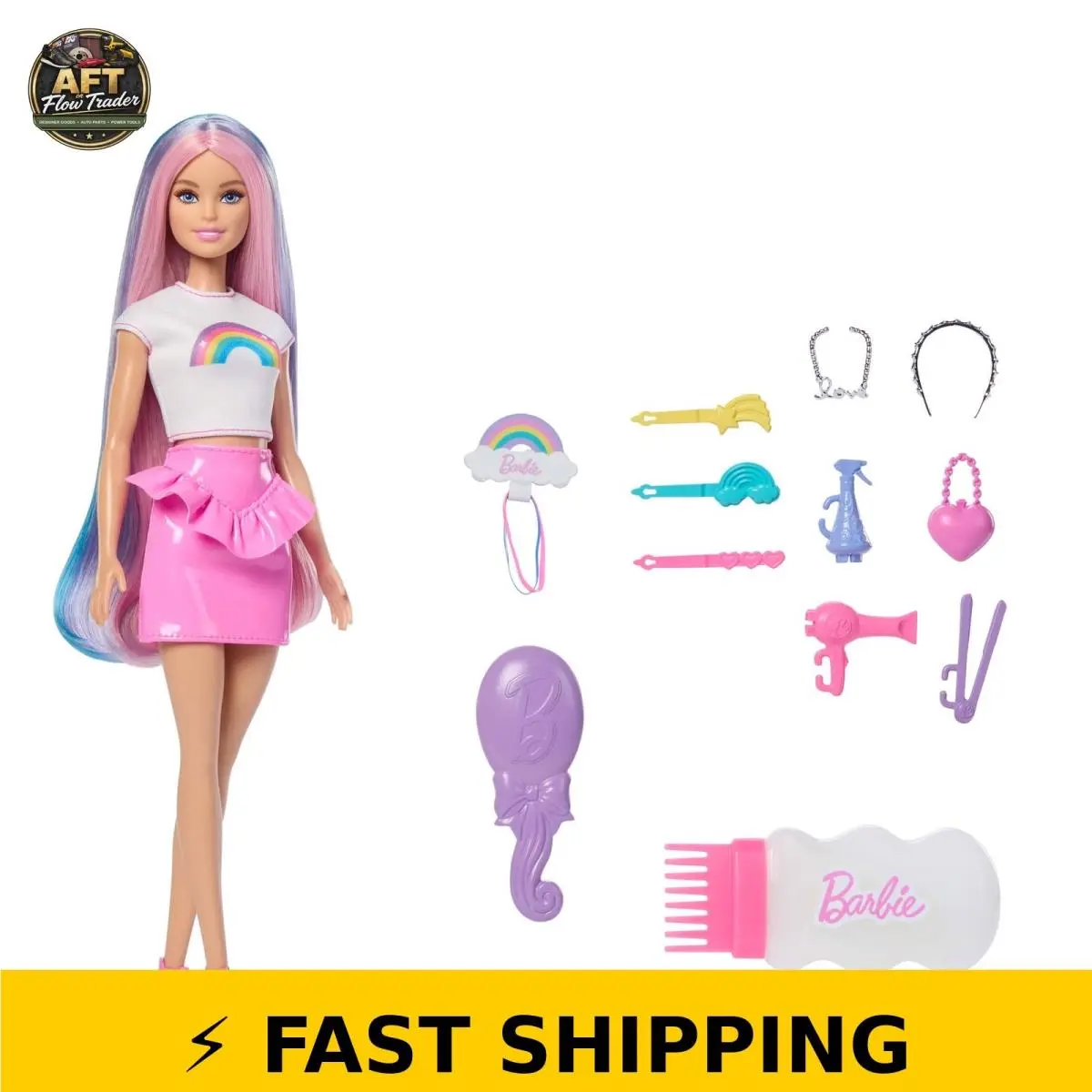 Barbie Rainbow Sparkle Hair Doll with Accessories