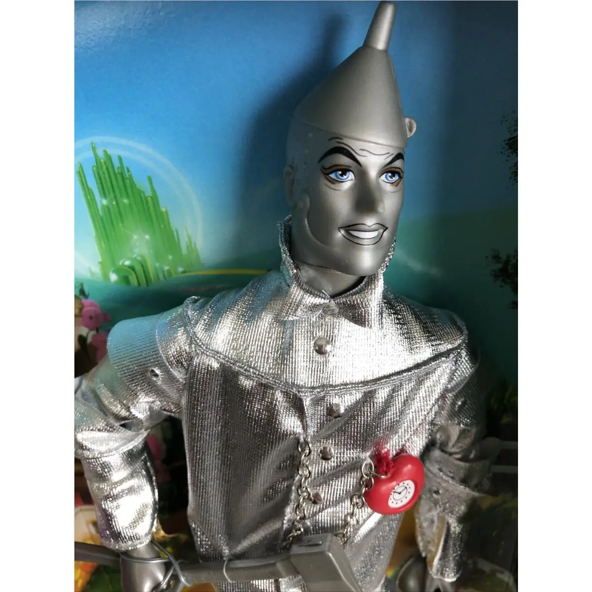 2006 Wizard of OZ Tin Man Ken Barbie Doll with Oil Can Axe Heart Clock