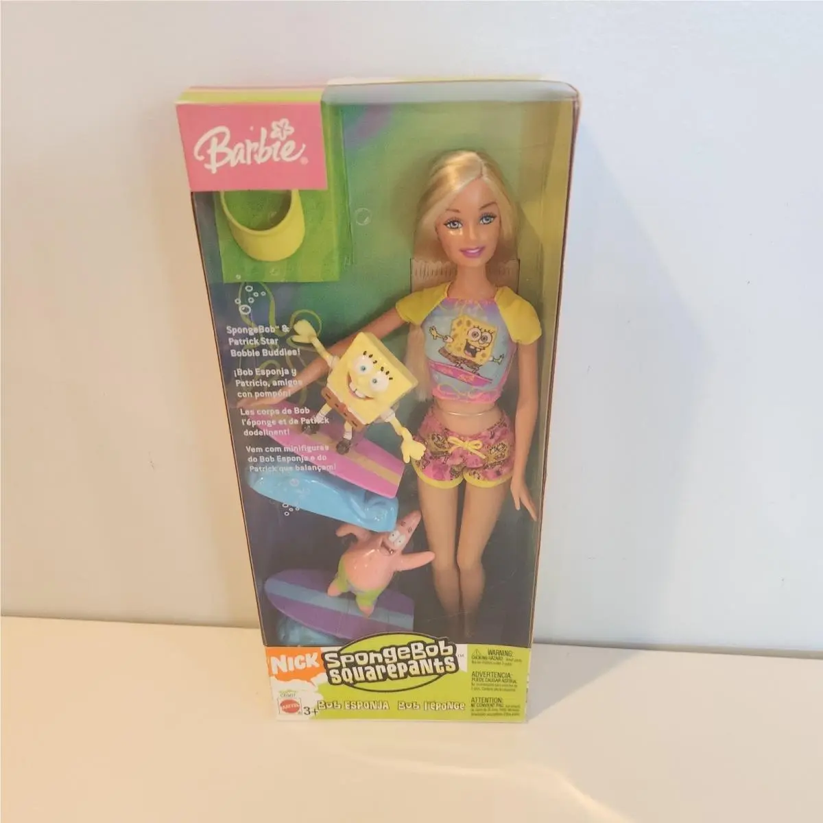 2004 Mattel Barbie Doll with Spongebob Patrick Surfing