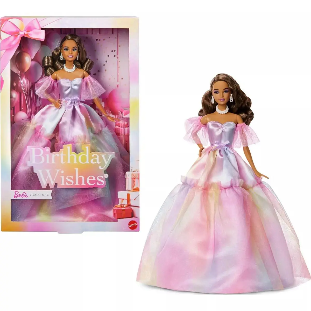 Barbie Signature Birthday Wishes Fashion Doll with Brunette Hair in Dress