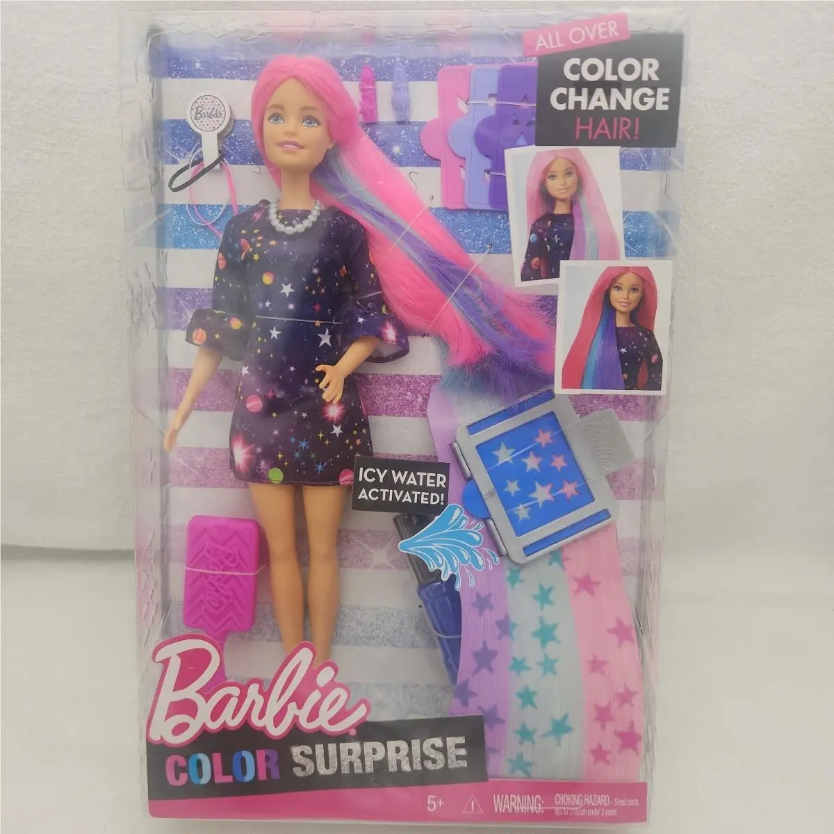 Doll Barbie Color Surprise Rainbow Changing Hair Blue Case European Edition