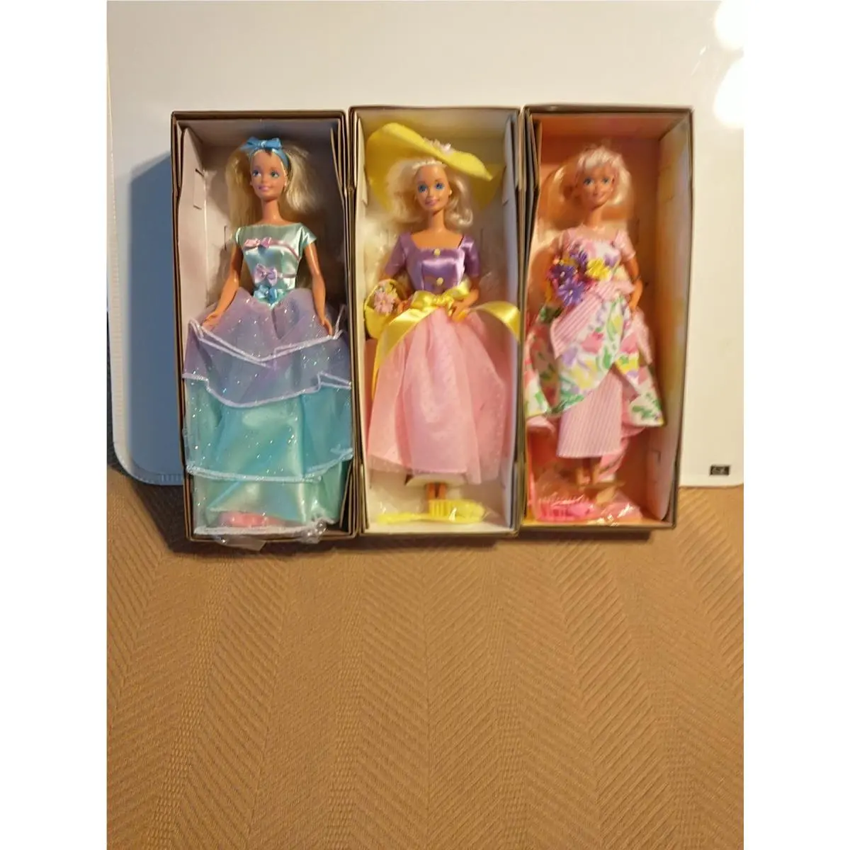 1995-1997 Mattel Avon Set Of 3 Spring Petals Blossom and Tea Party Barbie Dolls