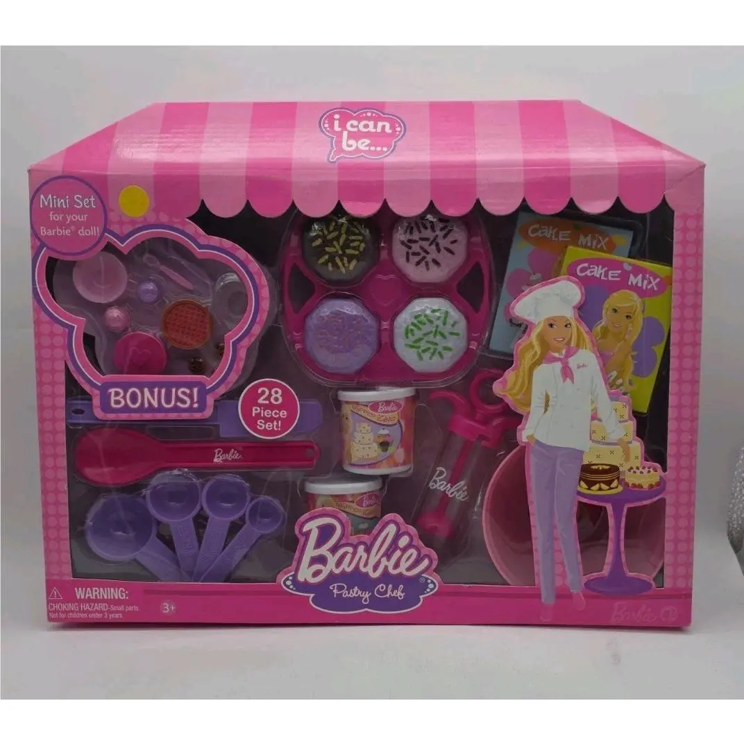 Barbie I Can Be Pastry Chef Set with Mini Set For Your Barbie Doll 2008 28 Pcs