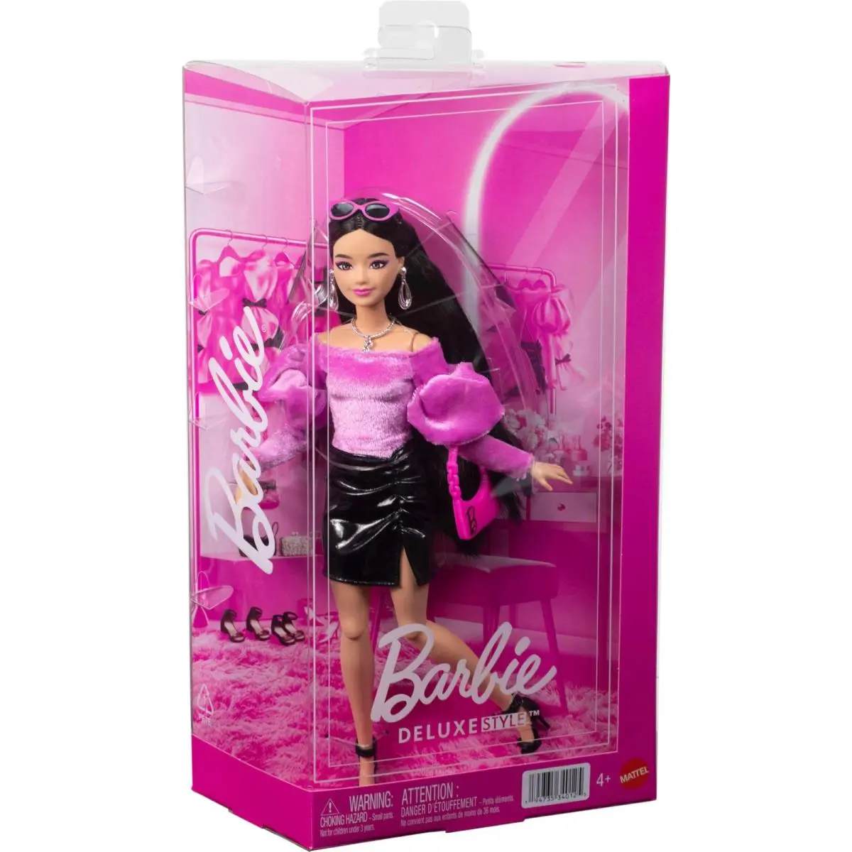 Barbie Deluxe Style Doll 13 in Pink Barbiecore Velveteen Top with Puffed Sleeve
