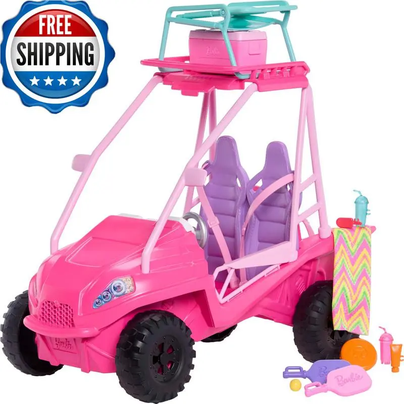 Barbie Mysteries Beach Detectives Playset Beach Buggy Toy Car 10 Accessories