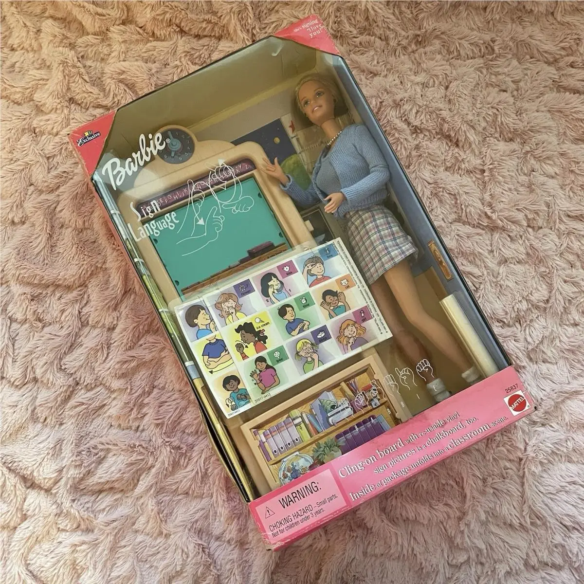 Vintage 1999 Mattel Sign Language Asl Teacher Barbie Doll 25837 Cling On Board