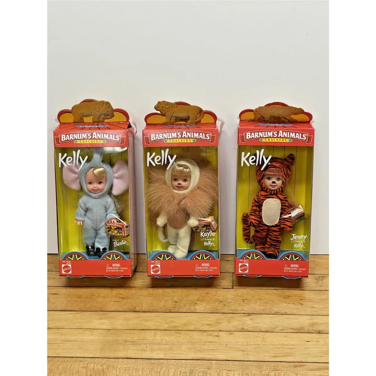 Barbie Kelly Dolls - 3 Barnum`s Animals Animal Crackers - Mib - Nrfb - 2002